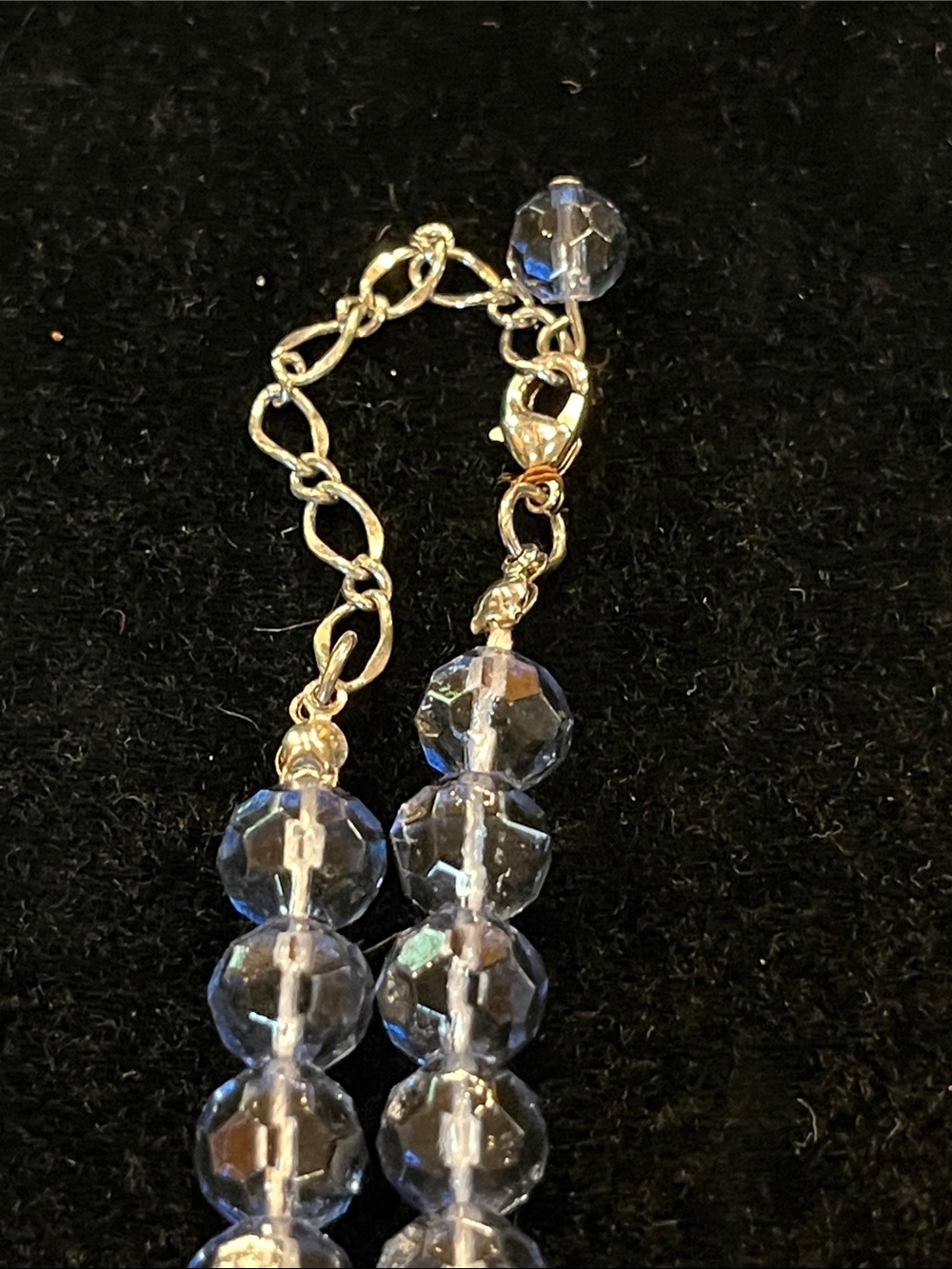 Vintage Crystal Bead Necklace - Clear/Aqua - Picture 4 of 5